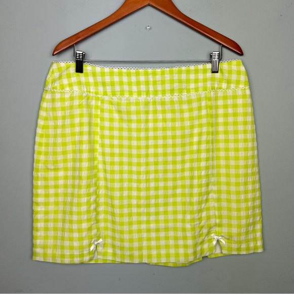 For Love And Lemons Maureen textured gingham mini skirt princess Seam slits 1X - Picture 4 of 12